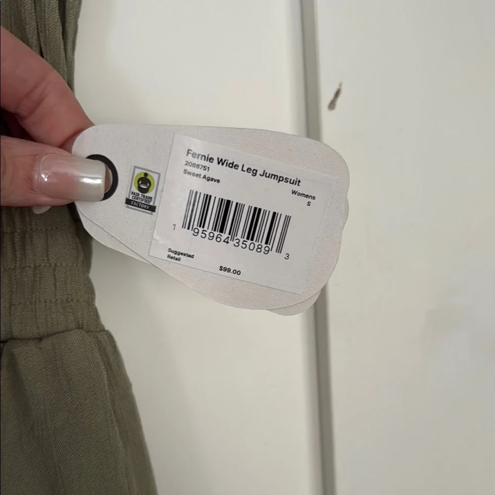 Prana Green Wide Leg Jumpsuit with V-Neck - Picture 3 of 4